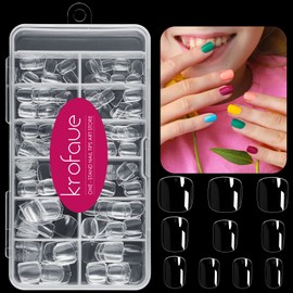 krofaue Kids Short Clear False Nails krofaue 240Pcs Full Cover Press on Nails for Little Girls Children Fake Nails Fingernail Decoration 10 Sizes Clear Soft Gel Nail Tips for Kids