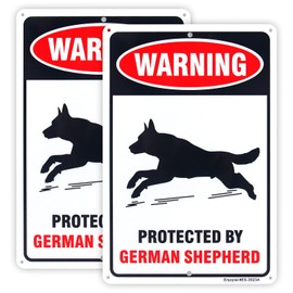 2 Pack Protected by German Shepherd Sign，Beware of Dog Sign, 12"x 8" .040 Rust Free Aluminum – Reflective, UV Protected and Weatherproof