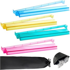 HUIZHOUMOO Set of 4 Mahjong Tile Holder Acrylic Mahjong Racks with Pushers 18" Comes with Storage Bag, Enhanced wear Resistance, Suitable for Poker Parties, Reunion, Thanksgiving, Christmas