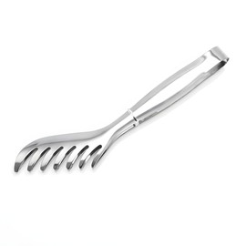 1 Piece Toothed Stainless Steel Spaghetti Tongs with Vacuum Handle, Comfortable Grip Kitchen Cooking Baking Tool (Silver) (29cm)