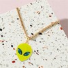 Dreuyet Crystal Alien Necklace for Women Men Rhinestone Cute Green