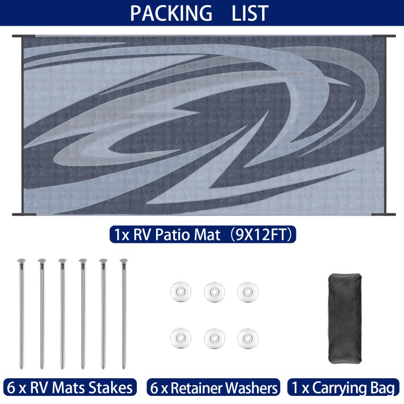 EEZ RV Products 9'x12'FT Heavy Duty Reversible/Dur - GreyWave