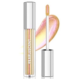 HOSAILY Gold Glitter Lip Gloss Liquid Lipstick, Diamond Shimmer Metallic Sparkly Iridescent Chameleon Lip Gloss Gift for Women, Long Lasting Waterproof Highly Pigment Holographic Shiny Lip Makeup08