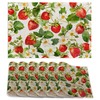 6 Pcs Placemats,Red Strawberry Placemats,Leaves Flower Table Mats Washable Recyclable