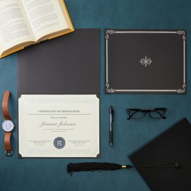 Best Paper Greetings Black Certificate Holders - 11.2 x 8.8 in, 12-Pack, Silver Foil - Certification Folders for Diplomas & Awards - Award Sleeves & Diploma Holders for Employee Appreciation