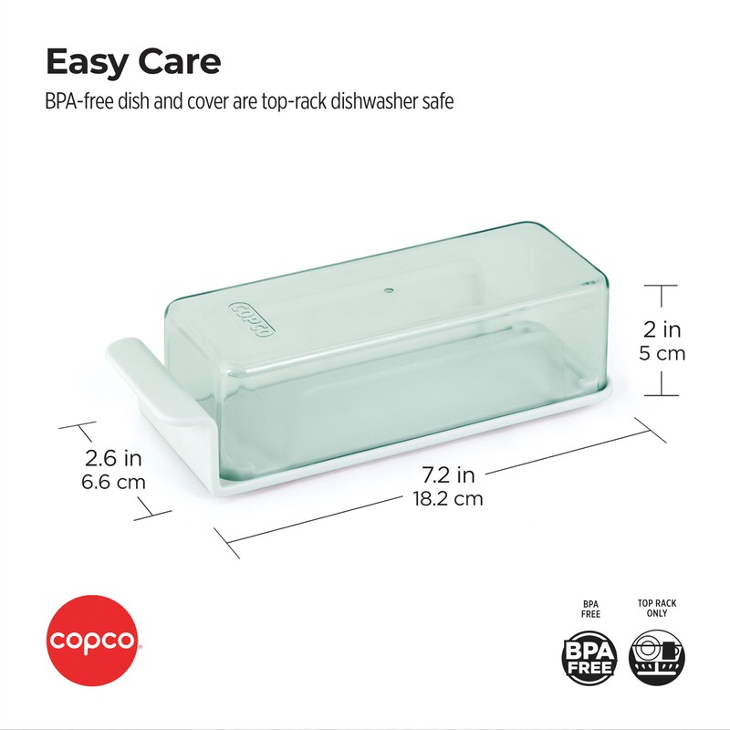 Copco Butter Dish with Clear Lid and Measurment Guide, 7.2