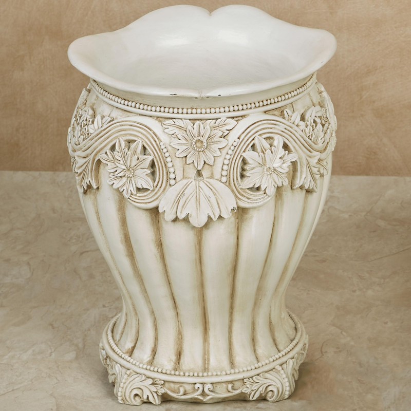 Touch of Class Flowering Medallion Wastebasket - Resin - Antique