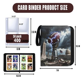 Football Card Binder with Sleeves 400 Pockets, Card Holder Organizer Display Case Compatible with Trading Card, Sport, Football, Baseball, TCG Cards