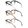 KoKoBin 3 Pack Square Frame Oprah Style Reading Glasses for