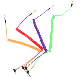 Mikinona 4pcs High Fidelity Audio Cable Male to Male Aux Cord Short Coiled Audio Cable Speaker Wire