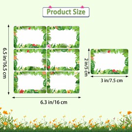 Wonmon 180 PCS Tropical Name Tags Stickers, Self Adhesive Tropical Leaves Flowers Style Name Stickers for Back to School Classroom Office Students Cubby Locker Clothes Themed Party, 2x3 inch