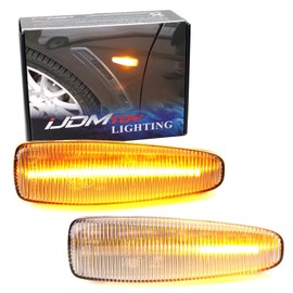 iJDMTOY Clear Sequential Blink Amber LED Side Marker Light Assembly Compatible With Mitsubishi Lancer Evo X Mirage Outlander Sport, Powered by 36-SMD LED, Replace OEM Sidemarkers