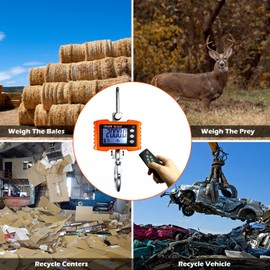 YATOINTO 2200lb Digital Crane Scale High Precision Heavy Duty Industrial Hanging Scale with Remote Control Aluminum Case CE Certified Electronic Weighing Crane Scale, for Garage Farm Hunting (Orange)