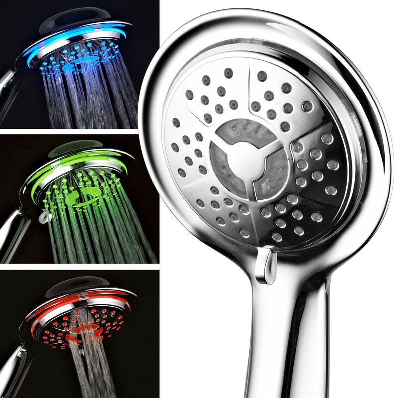 PowerSpa 4-Inch LED Handheld Shower Head with Air Jet LED