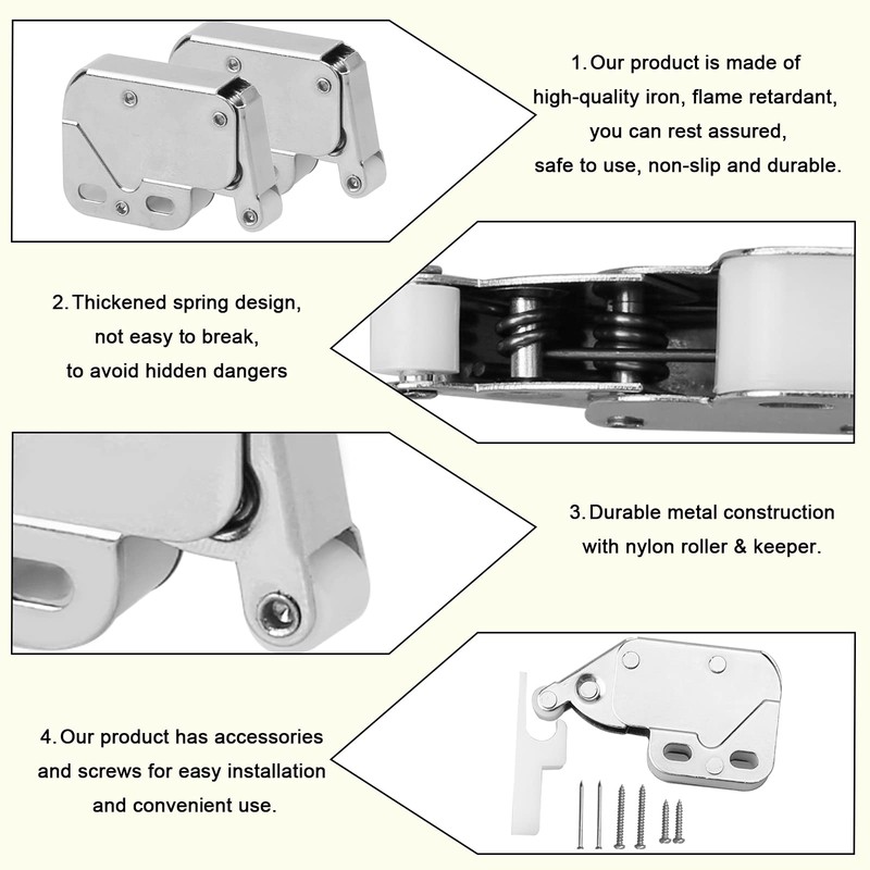 6 Pcs Mini Latch, Touch Release Catch Latch, Metal Automatic