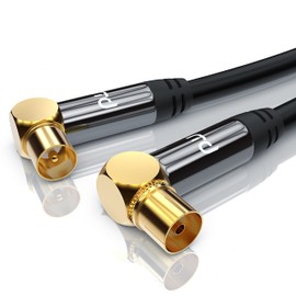 CSL - 12.5 m 8k 4k HDTV Antenna Cable 75 Ohm 90 Angled Plug 90 Degree Coupling DVB-T and DVB-T2 Radio FM DAB DAB - Robust Full Metal Connector - High Density Shielding