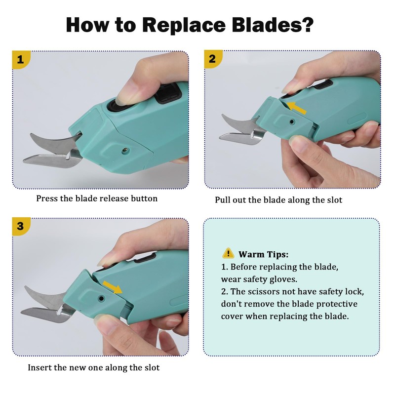 Electric Scissors, Wireless Cutter with 2 Cutting Blades, 4 V