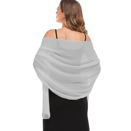 Pukguro Silver Shawl Wraps for Women Chiffon Sheer Soft Evening Shawl Scarf for Wedding Guest Bridal 79 * 18''
