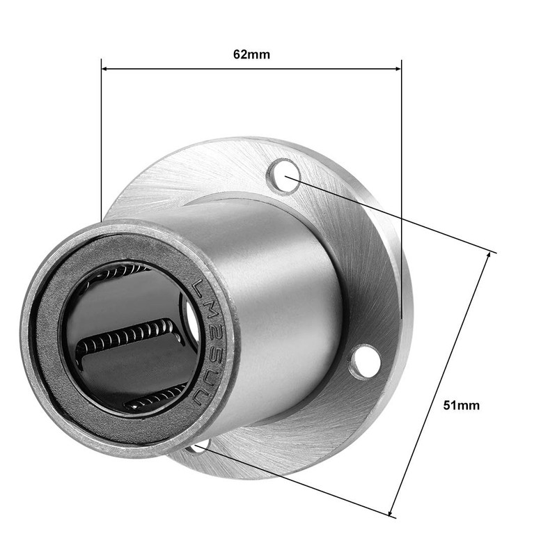 uxcell LM25UU Round Flange Linear Ball Bearings, 25mm Bore Dia,