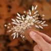 Handcess Bridal Wedding Flowers Hair Comb Gold Crystal Hairpiece Rhinestone