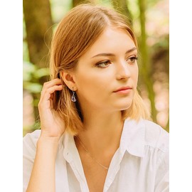 Starchenie Heart Earrings 925 Sterling Silver Love Heart Dangle Earrings Created Sapphire Leverback Jewelry for Women