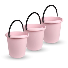 Bucket (3 Pieces) Household Bucket, 5 Litres, in Various Colours, Cleaning Bucket Made of Sturdy Plastic, BPA-Free, Made in the EU, Plastic Bucket (Pink)