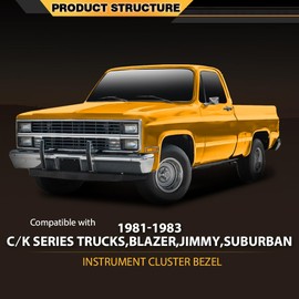CNNELL Dash Instrument Bezel w/Wiper Switch Hole Storage Box Compatible with 1981-1983 Chevy GMC Truck Blazer Suburban Black 14023004