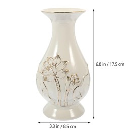 Tofficu Guanyin Jade Pure Bottle 6.9 Inch Lotus Flower Vase Decorative Buddhist Altar Vase for Home Office Water Offering and Display