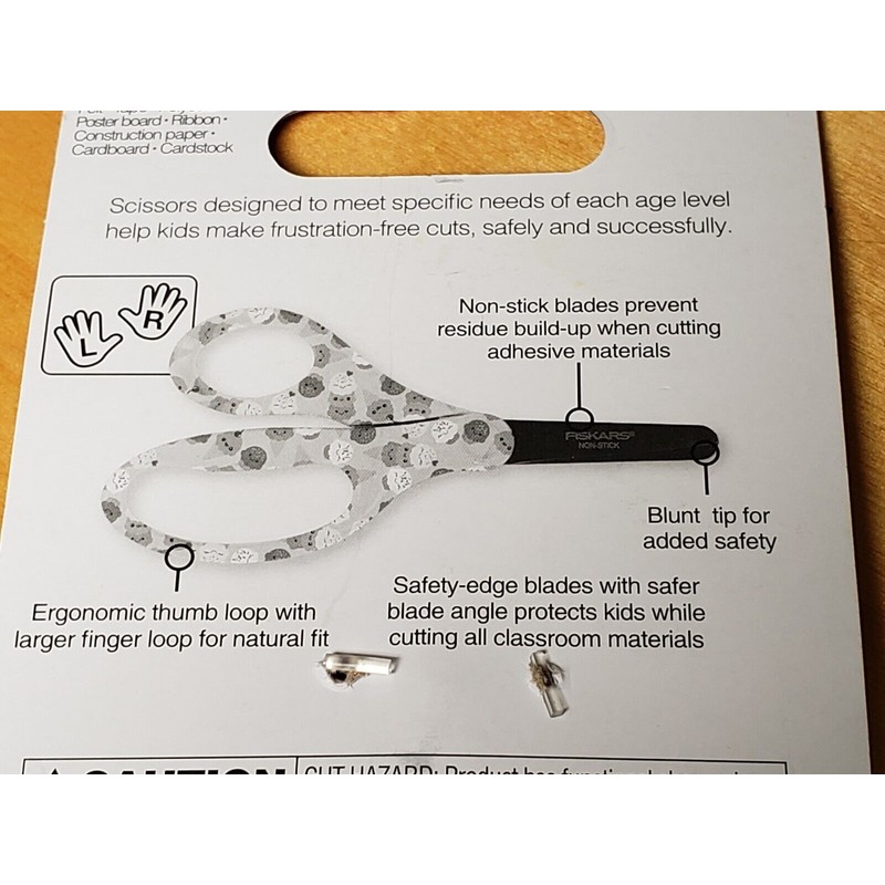 Fiskars Ice Cream Cones Pattern Kids Scissors Non-Stick Blunt Tip