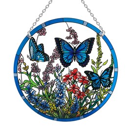 ANFURI Lager Butterfly Suncatchers for Windows, Butterfly Stained Glass Window Hanging - 8.6 inch Sun Catcher for Window, Butterflies Decor with Hook - Suncatchers Birds Gifts for Mom