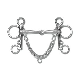 Waldhausen AWA Pelham Bit Easily Broken Solid Stainless Steel, Includes Chin Chain