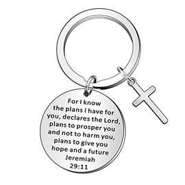 WTOPP Christian Cross Keyring Holy Bible Keyring Inspirational Bible Verse Gifts Religious Gifts-Jeremiah 29：11