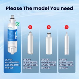 GOLDEN ICEPURE ADQ36006101 Replacement for LG LT700P, 2Pack, 469690, ADQ36006102 LFX31945ST, LFX31925ST, LFX30766S, LFXC24726, LFXS24623, LSFXC2476S, WSL-3, Refrigerator Water Filter