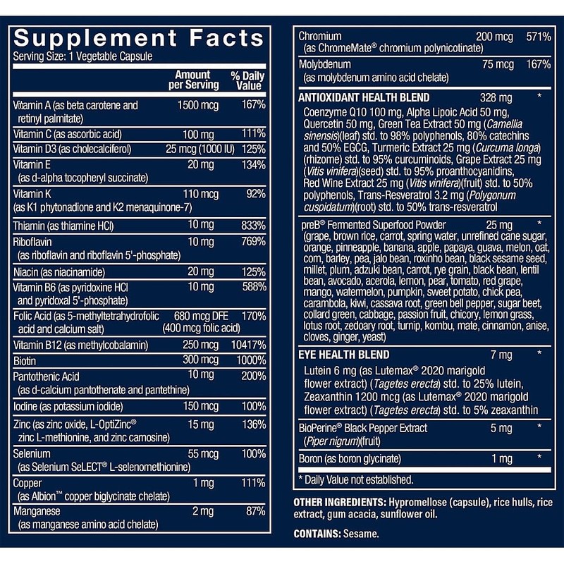 Vthrive Bioactive Men's Multivitamin - One-Daily Multi (30 Vegetable Capsules)
