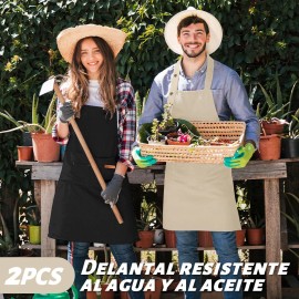 2pcs Delantal Cocina Chef Delantal Multiusos Ajustable