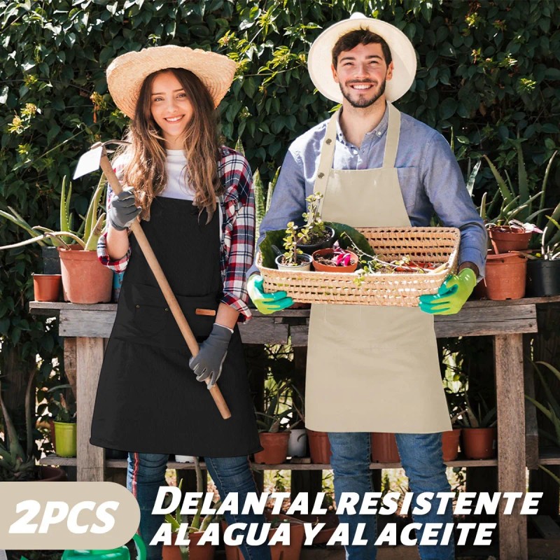 2pcs Delantal Cocina Chef Delantal Multiusos Ajustable