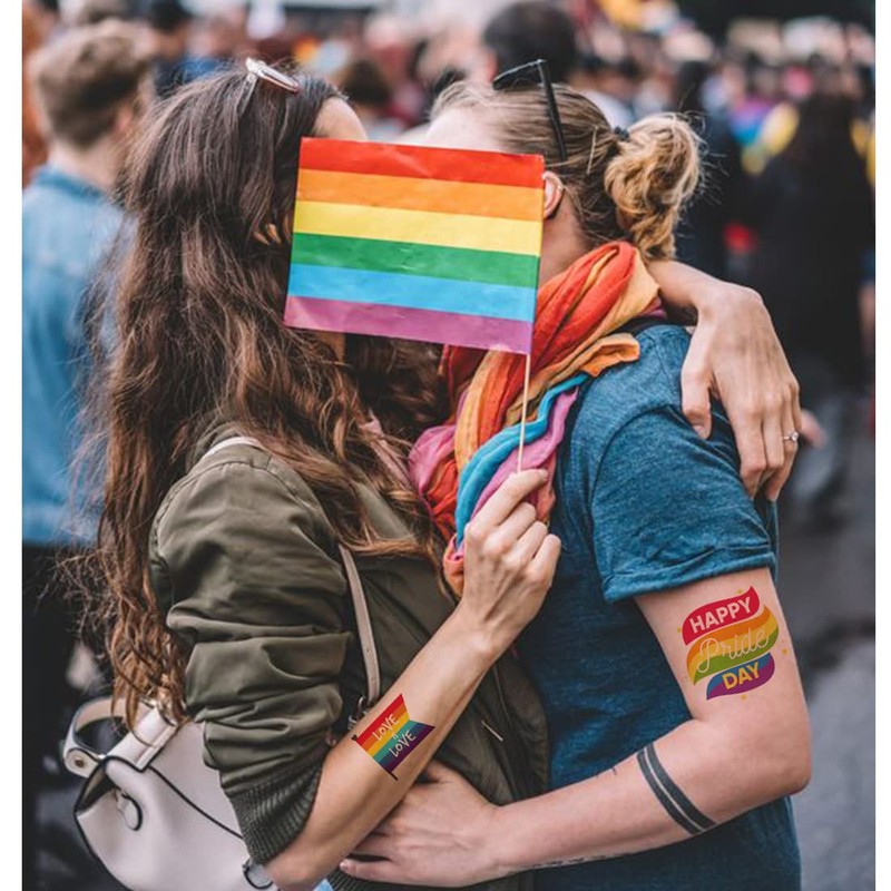 Ooopsiun 80 Pcs Rainbow Temporary Tattoos -10 Sheets Pride Tattoos