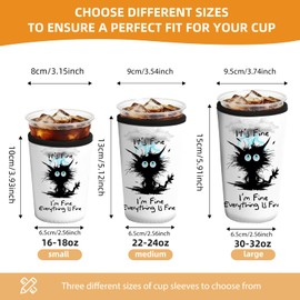 Cute Reusable Neoprene Iced Coffee Cup Sleeve, Insulated Drink Cooler Sleeve for 32oz Cold Beverages & Hot Drinks,Cat struck by lightning