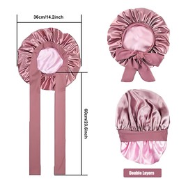 Jntahecg Double Layer Satin Silk Bonnet for Women Girl Sleeping, Curly Hair, Braids and Wigs