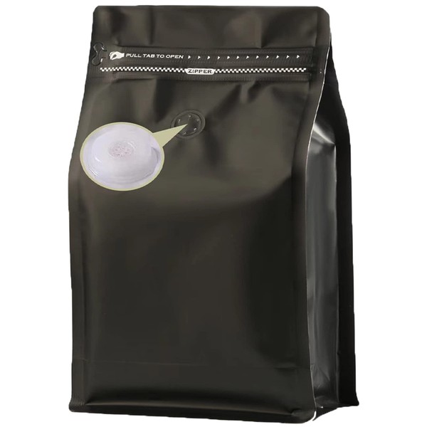 DMPACKDM Coffee Bags with Valve (8 oz,1/2 lb,100pcs) Black High
