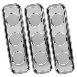 VASTOOLS Magnetic Parts Tray 3pc,for Socket Screw Nuts Bolts Metal Parts,Extra Strong Magnet,Thickened Tray,Stainless Steel