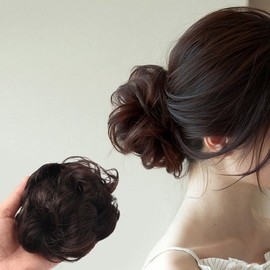 언니네 가발 똥머리 집게핀 가발(파마머리) (브라운) Sister's Wig Bun Hairpin Wig (Curly Hair) (Brown)