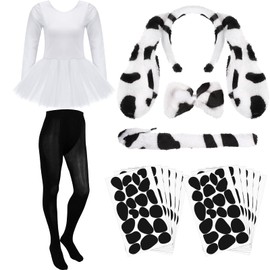 Boyiee Girl Dalmatian Costume Set Includes Dog Ears, Headband, Bowtie, Tail Long Sleeved Tutu Skirt(Adult Style, L Size)