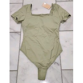 Popilush Sz S The Shapewear Women Bodysuit Square Neck  Pistachio Color
