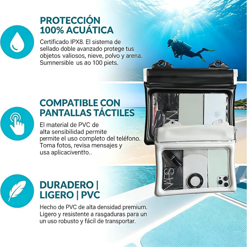Bolsa Impermeable para Playa y Celular – Bolsa Cruzada Flotante