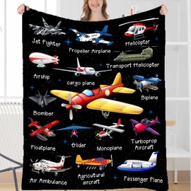 Airplane Throw Blanket, Airplane Gifts for Boys Girls Adults, Aircraft Throw, Plush Cozy Lightweight Flannel Quilts for Bedroom Sofa Couch Living Room Decoration, 40"x50" for Kids