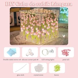 Diy Cubo de Rubik L?mpara Noche de Tulipanes,12x12cm L?mpara