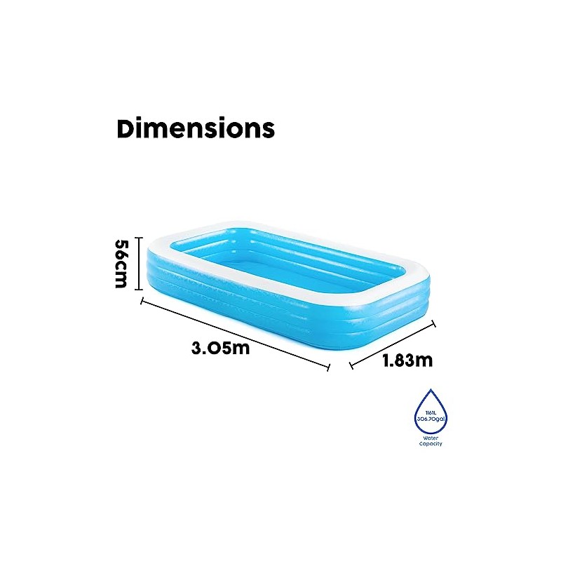 H2OGO Piscina familiar rectangular azul de lujo inflable