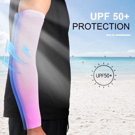 2-Pairs Arm Sleeves for Men and Women - Tattoo Cover Up - Cooling Sports Sleeve - White & Pink