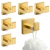 Yuanan 6 PCS Brushed Gold Towel Hook, 2 Inch Square